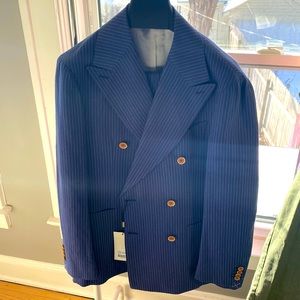 Suitsupply Havana double-breasted blue pinstripe suit